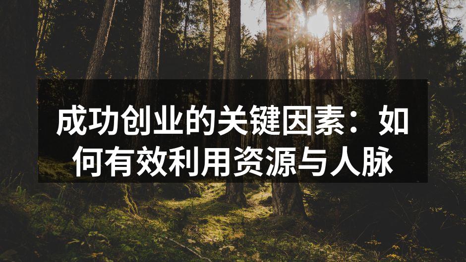 成功创业的关键因素：如何有效利用资源与人脉